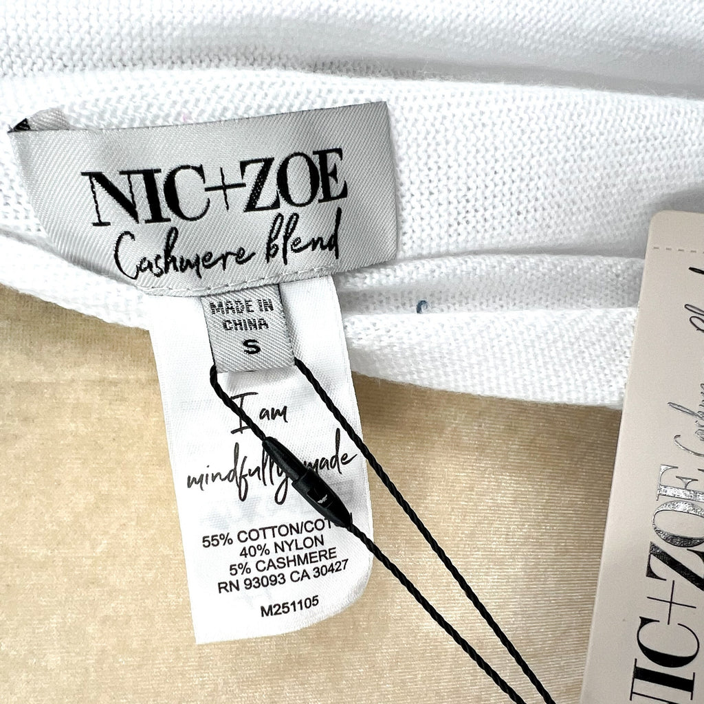 NIC + ZOE Women's Cotton Cashmere Shrug Cardigan Small White Long Sleeve NWT