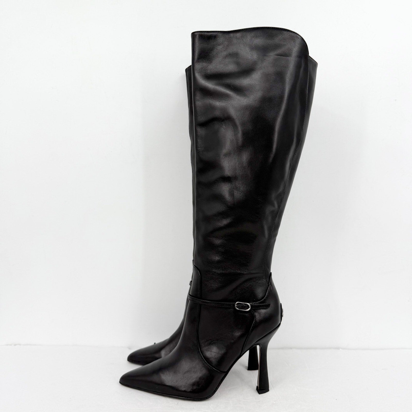 Sam Edelman Womens Elia Above Knee Boots US 6.5 M WIDE CALF Black Leather NIB