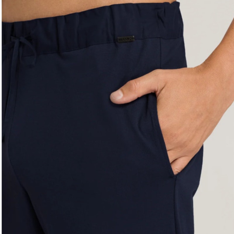 HANRO Men's Night & Day Long Cotton Pants XL Navy Blue Drawstring Pockets NWOT