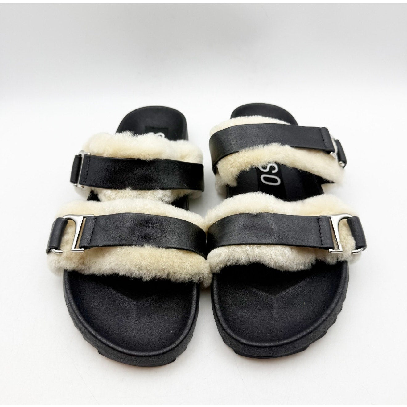 Senso Womens Dalley Slide Sandals EU 41 US 11 M Black Leather Shearling NWOB
