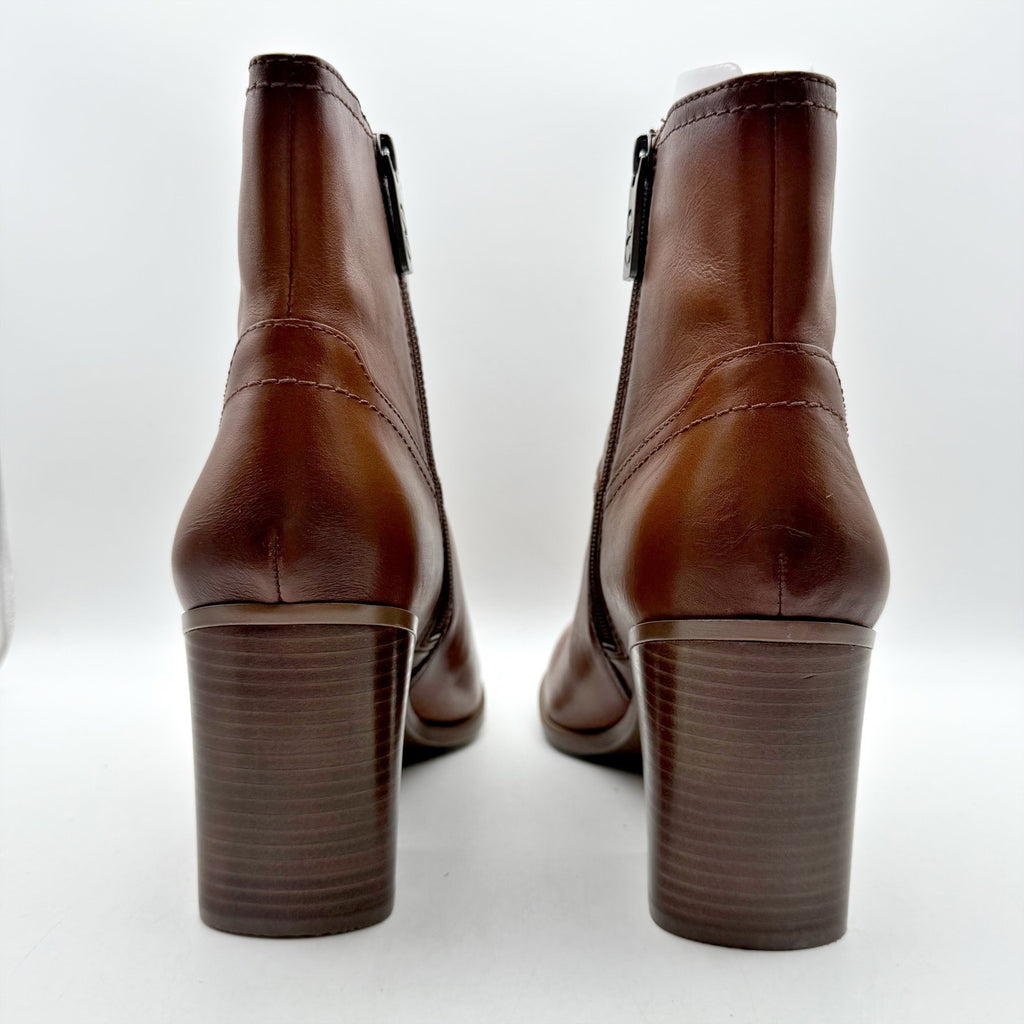 Naturalizer Womens Kalina Ankle Bootie Size 7.5 WIDE Cider Brown Leather NIB
