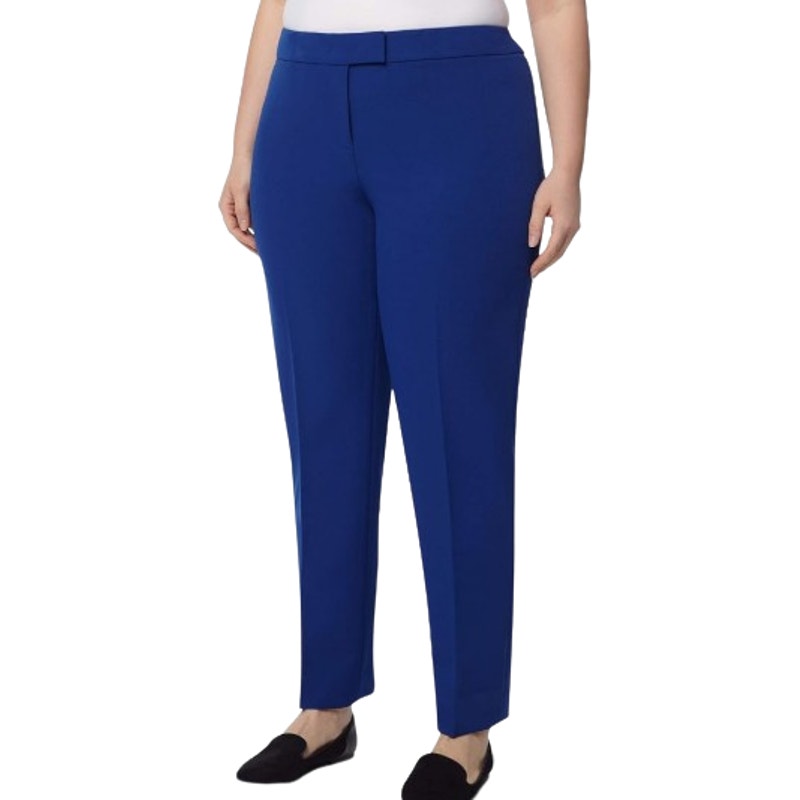 ANNE KLEIN Bowie Straight Ankle Pants 20W Magritte Blue Flat Front NWT
