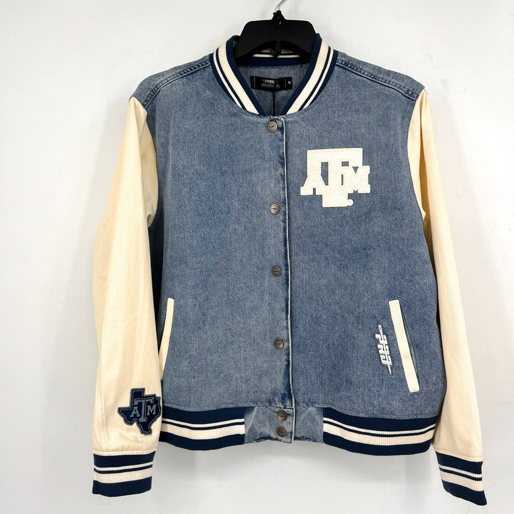 PRO STANDARD Men's Texas A&M Denim Varsity Jacket XL Blue Long Sleeve NWT