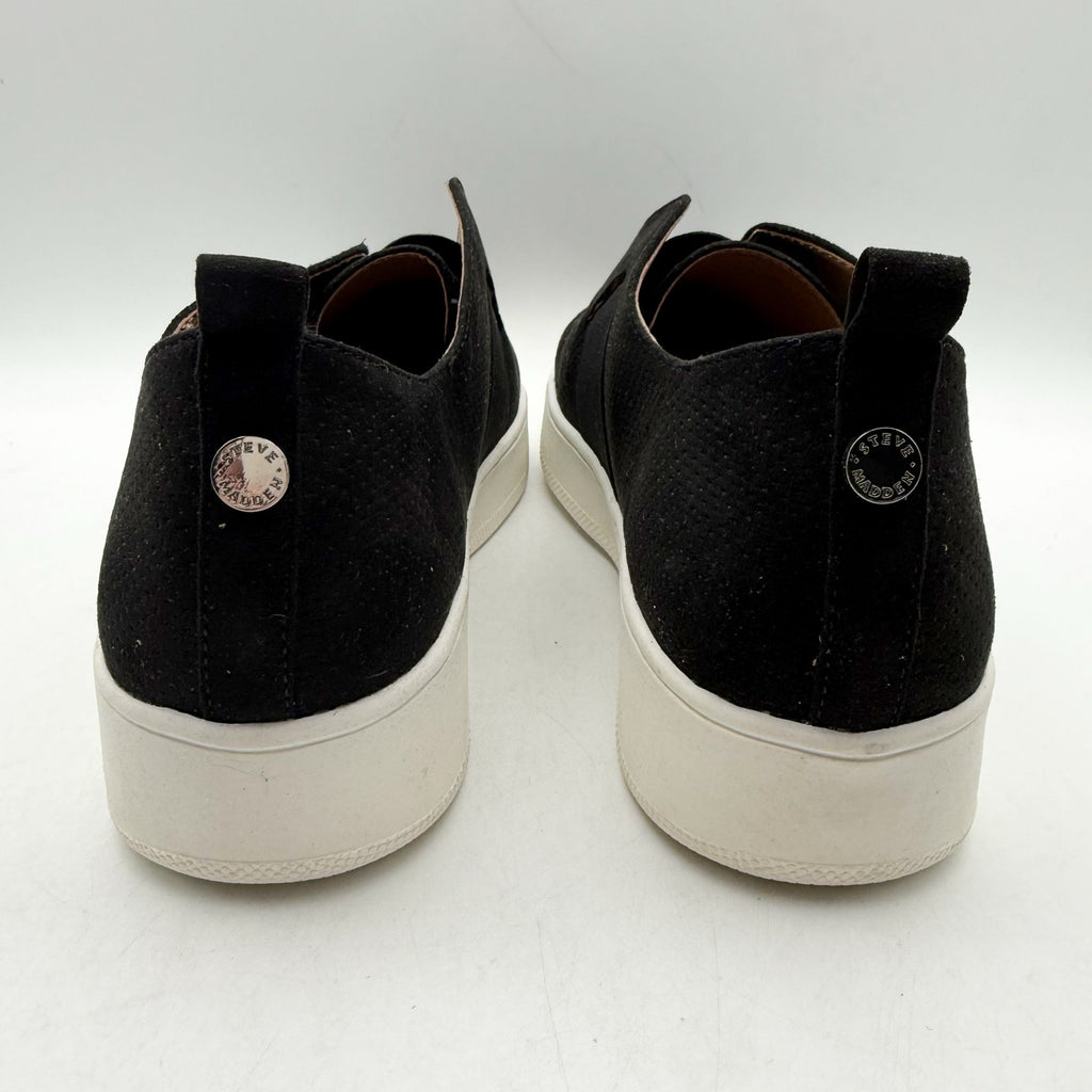 Steve Madden Womens Brad Sneaker US 9.5 Black Vegan Suede Slip On NWOB