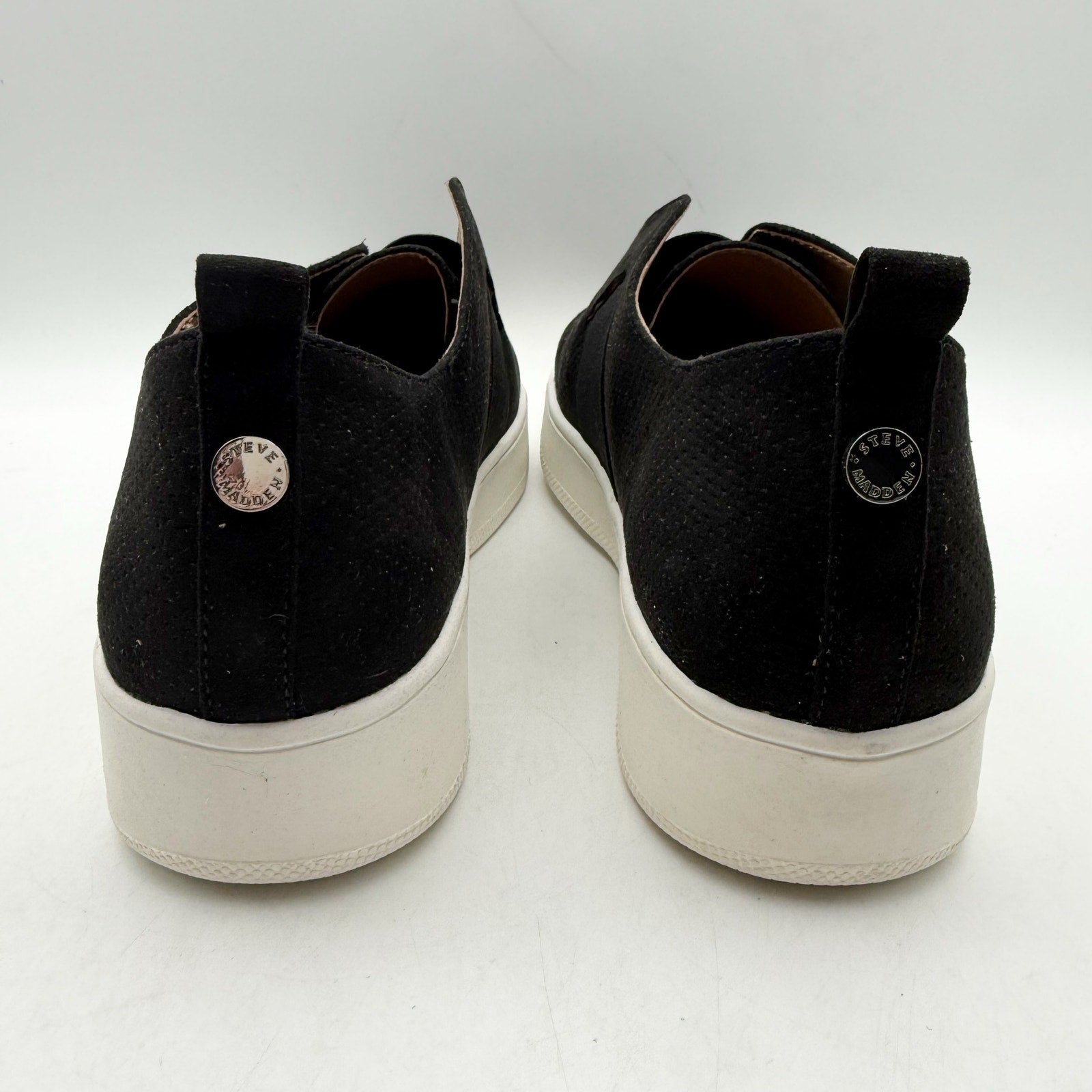 Steve Madden Womens Brad Sneaker US 9.5 Black Vegan Suede Slip On NWOB