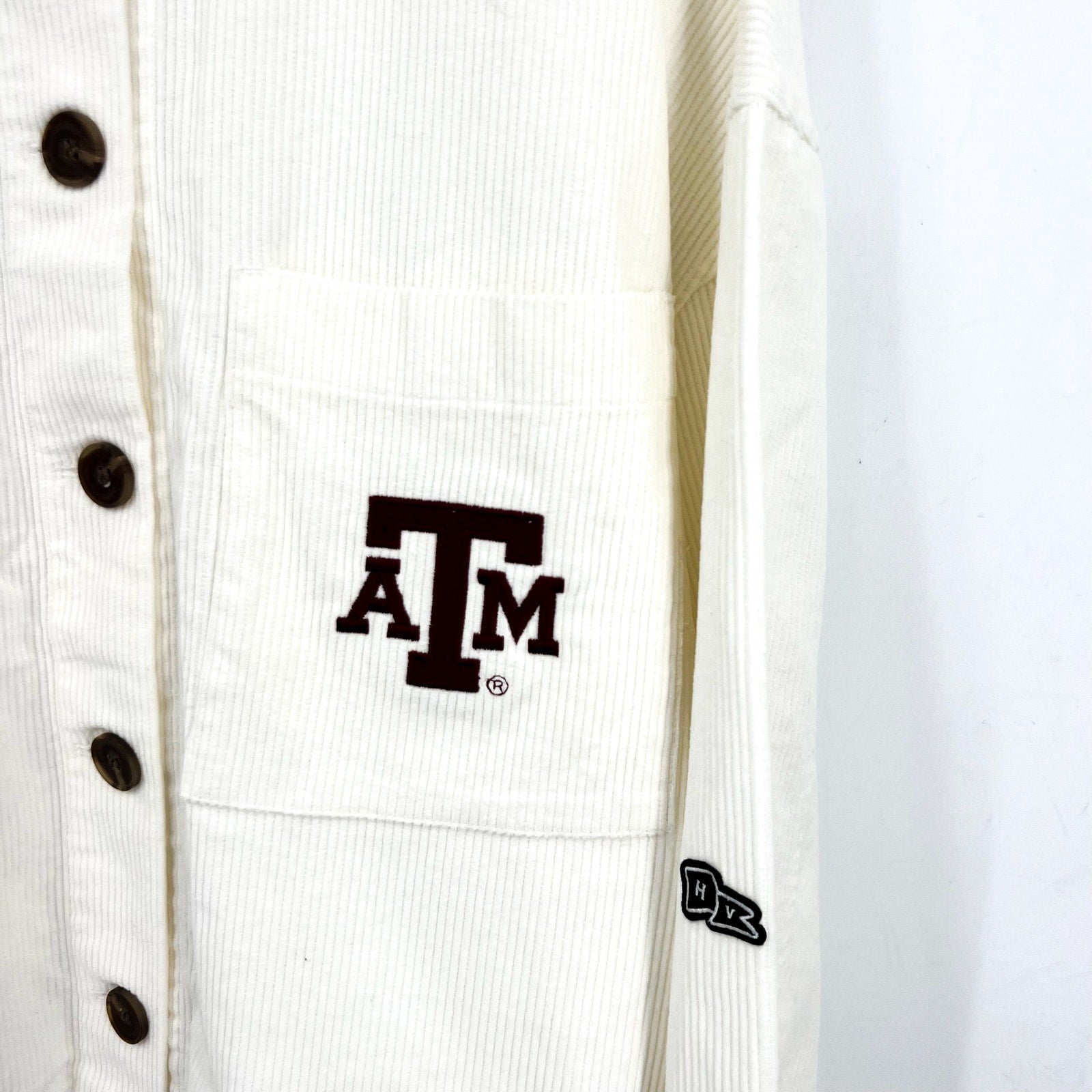 HYPE AND VICE Womens Texas A&M Cropped Jacket US XXL White Corduroy NWT