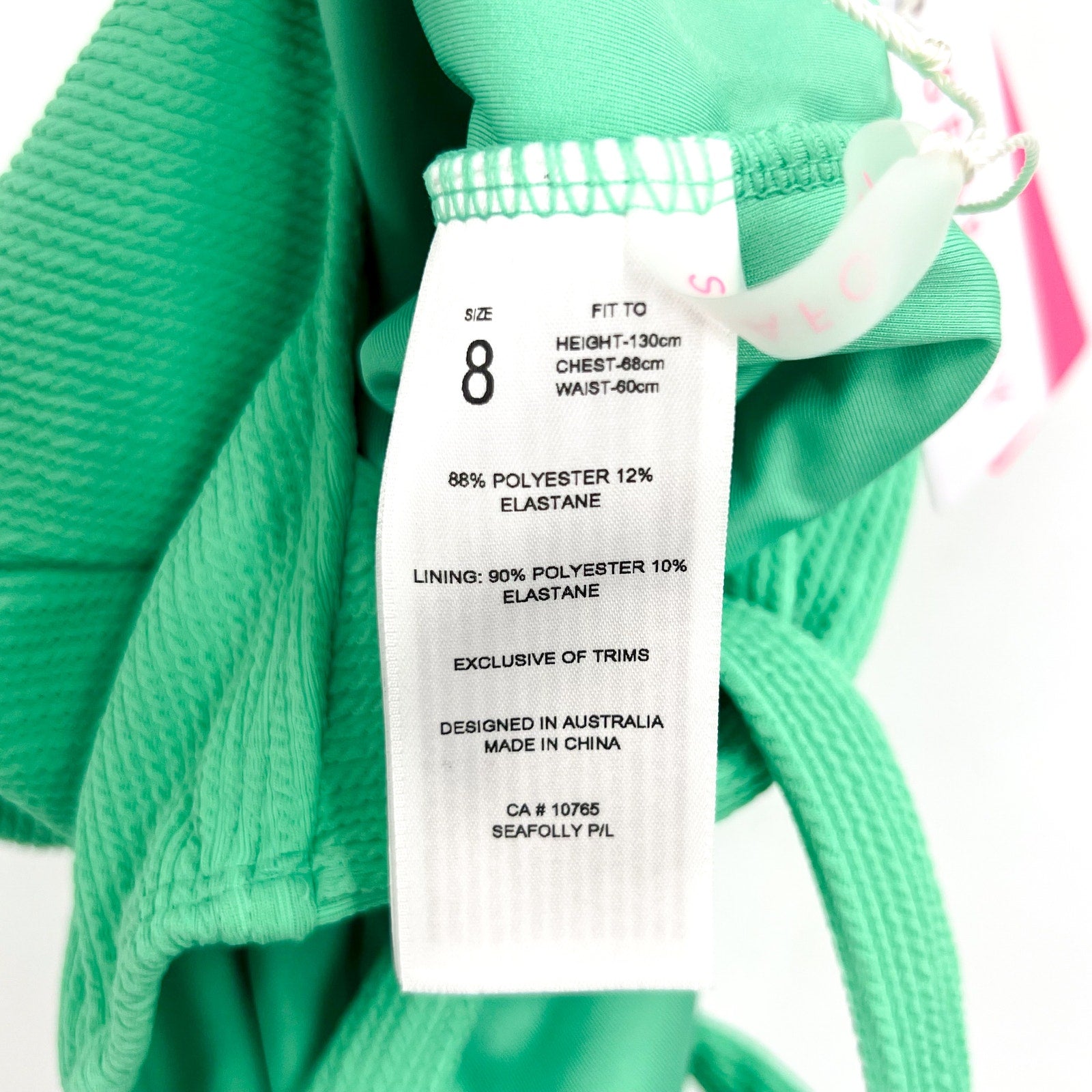 SEAFOLLY Girls Essential Crossback One Piece US 8 Jade Green High Neck NWT