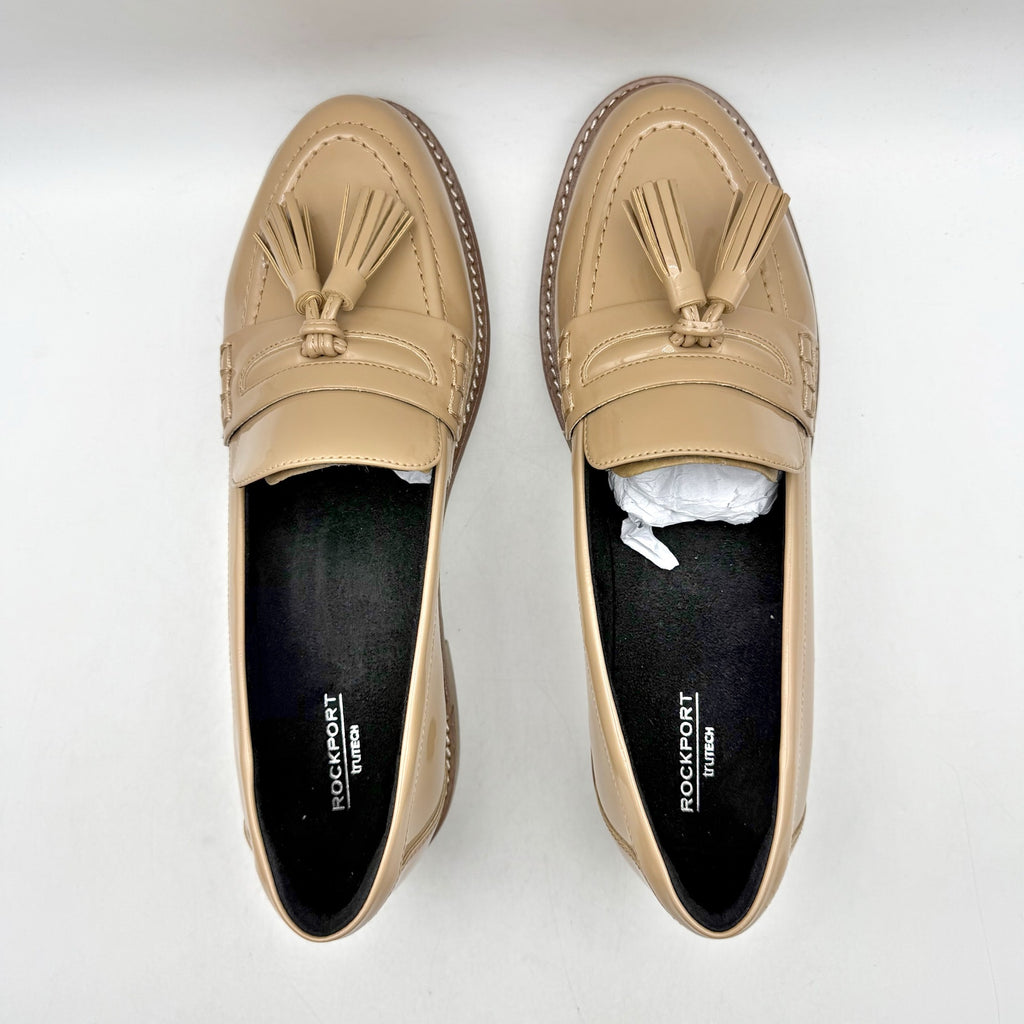 Rockport Womens Kiara Loafers US 9.5 M Tan Natural Vegan Patent Leather NWOB