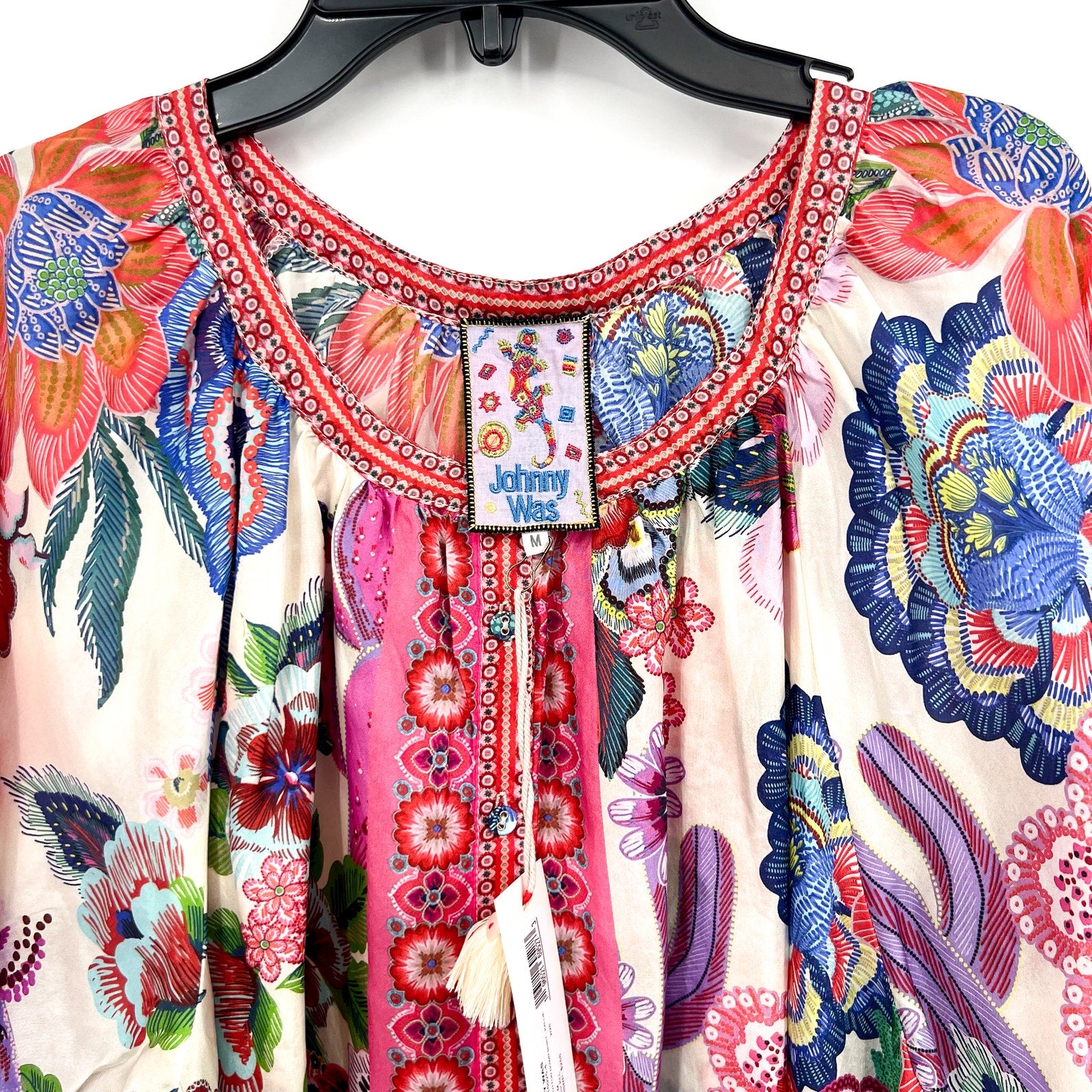 JOHNNY WAS Women's Avah Silk Blouse Medium Kallie Floral Button Down NWT