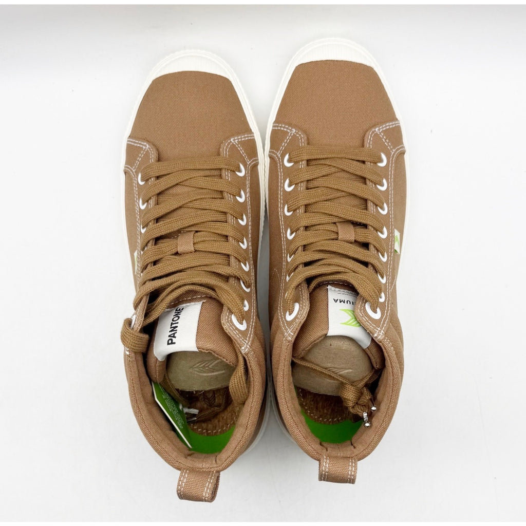 Cariuma OCA High Top Sneakers Mens 9 Womens 10.5 Tan Brown Canvas Contrast NIB