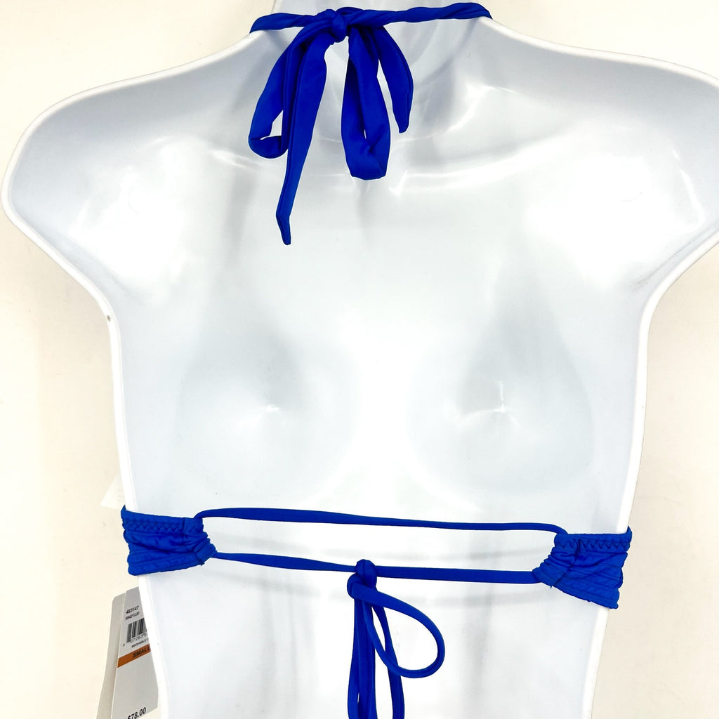 BECCA Women's Coast Halter Bikini Top Small Blue Ultramarine Adjustable Tie NWT