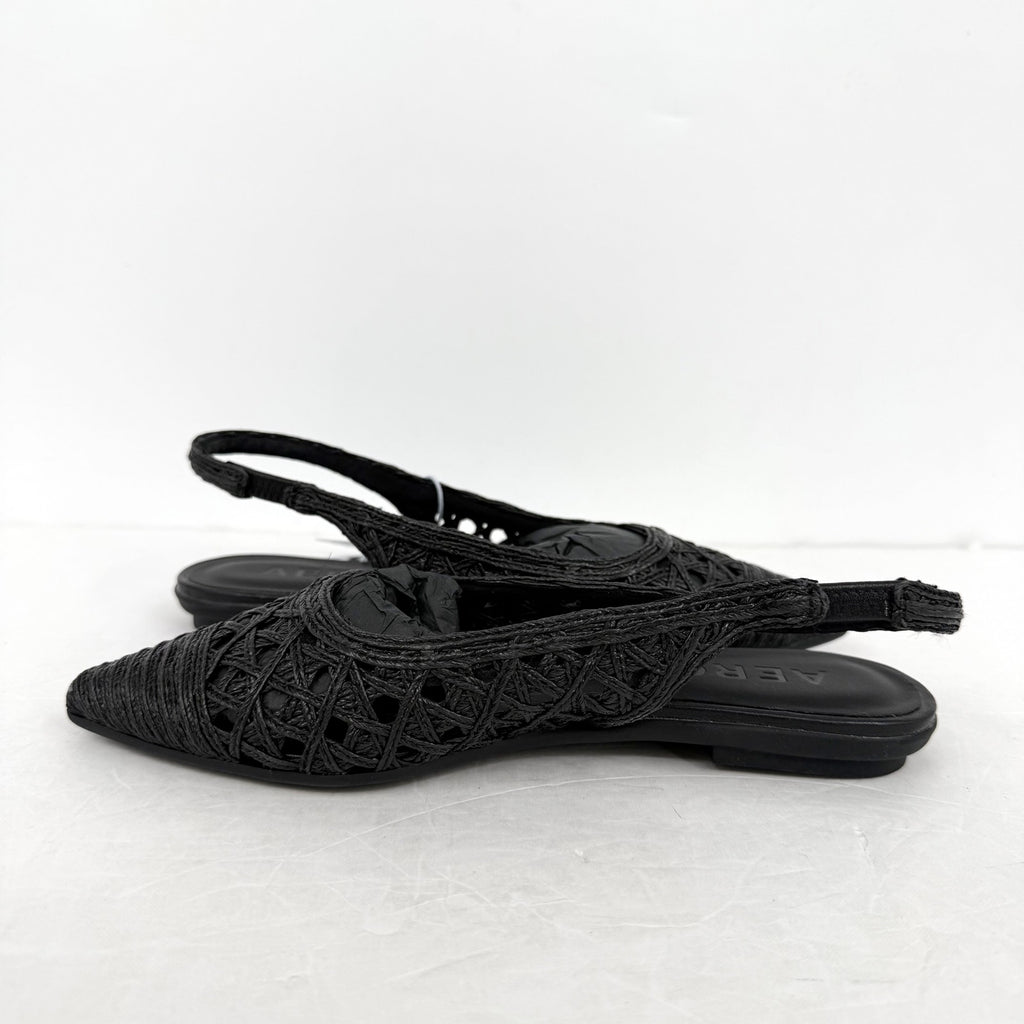 Aerosoles Womens Diego Flats Size 5.5 M EU 36 Black Raffia NIB