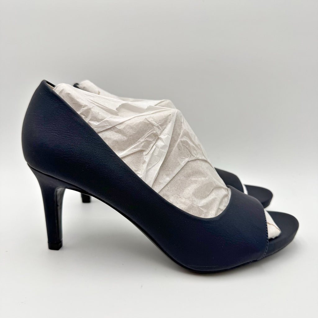 LifeStride Womens Mantra Peep Toe Pumps Size 7.5 Wide Navy Blue d'Orsay NIB