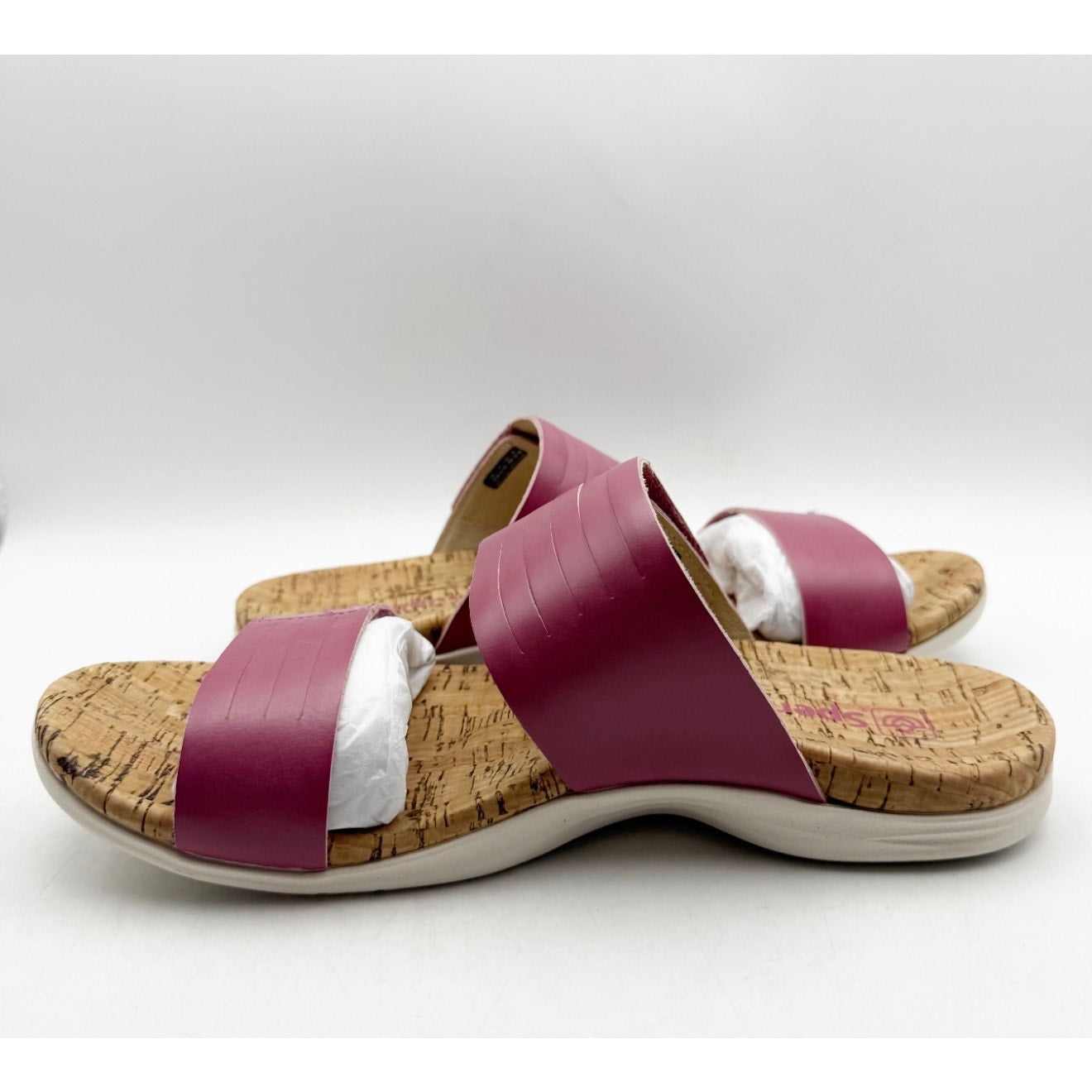 Spenco Women's Layla Slide Sandals Size 8.5 Pink Mauevewood Straps NIB