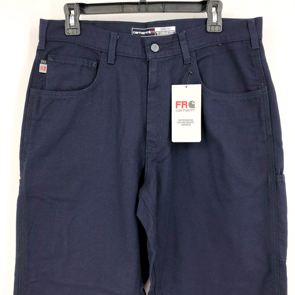 CARHARTT Men's FR Canvas Utility Pants 35x30 Navy Blue Loose Fit Midweight NWT