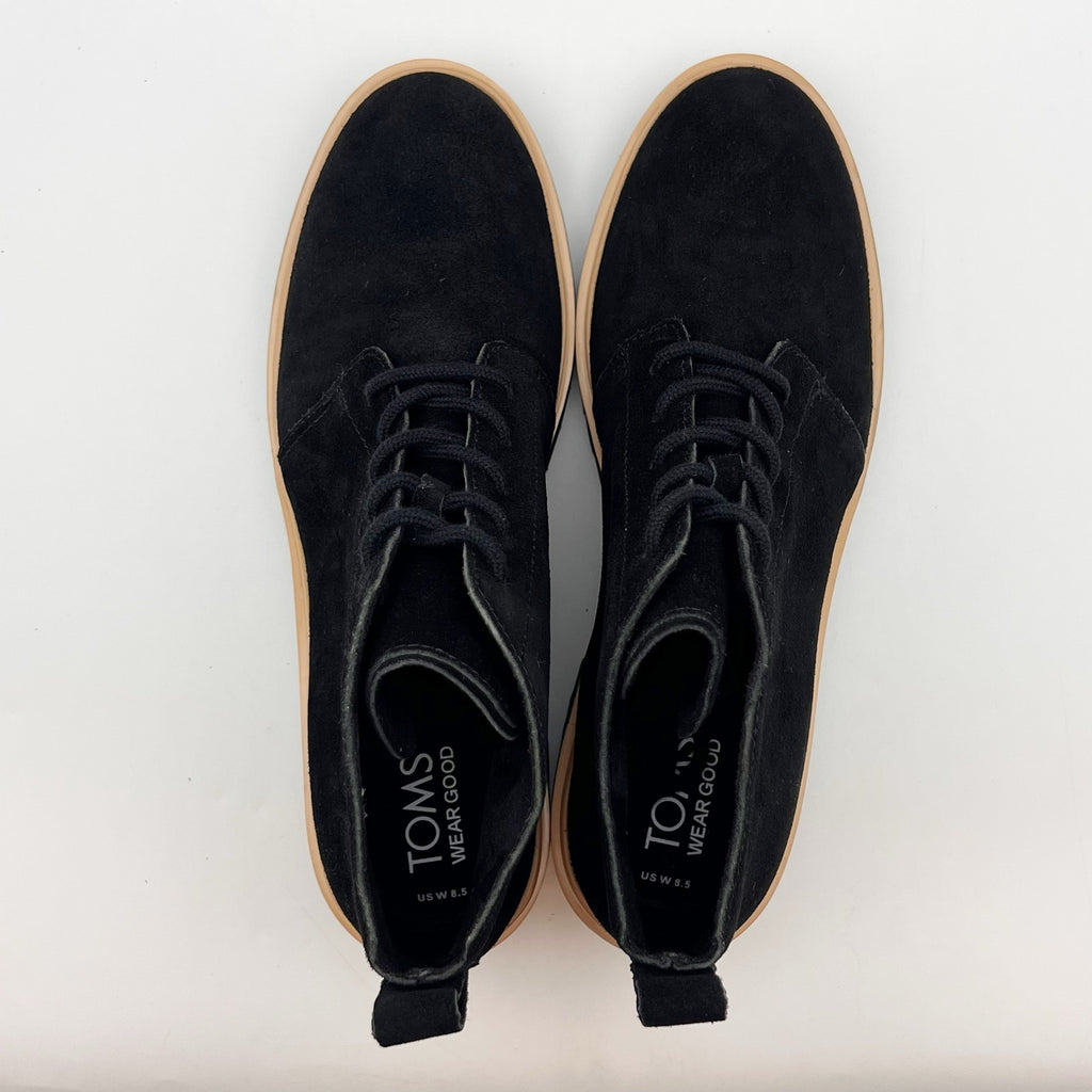 TOMS Womens Maude Lace-Up Ankle Boots SIZE 8.5 EU 39 Black Suede NWOB
