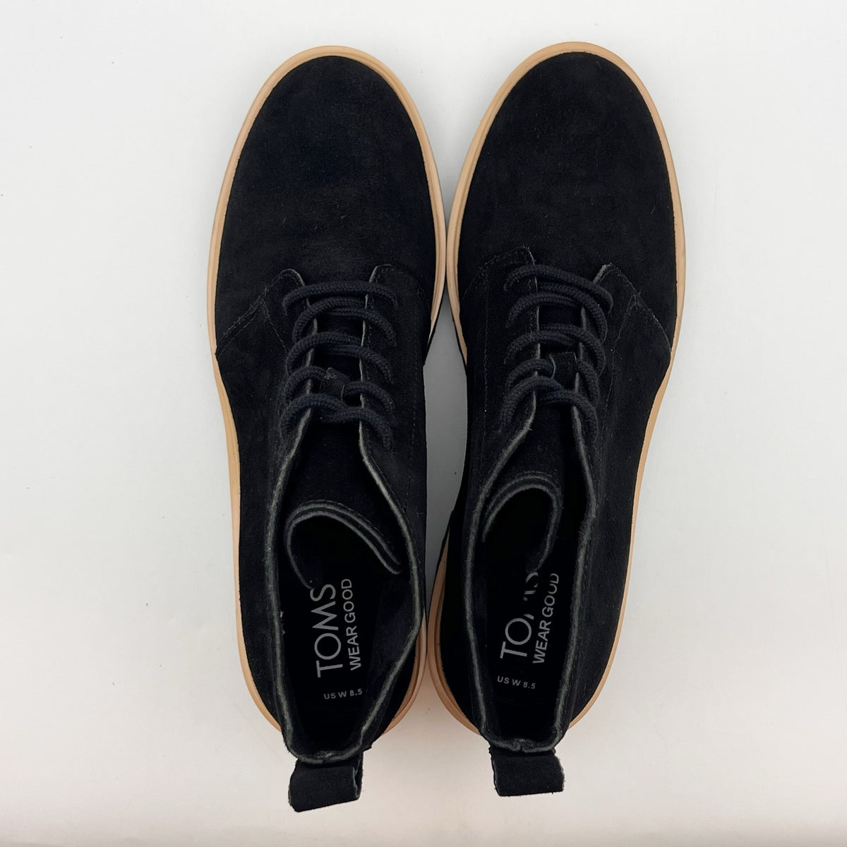 TOMS Womens Maude Lace-Up Ankle Boots SIZE 8.5 EU 39 Black Suede NWOB