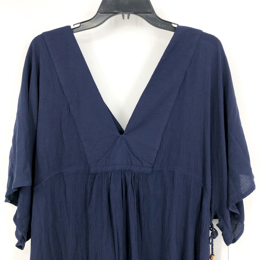 LAUREN BY RALPH LAUREN Womens Swim Cover Up Tunic Large Navy Blue Crinkle NWT
