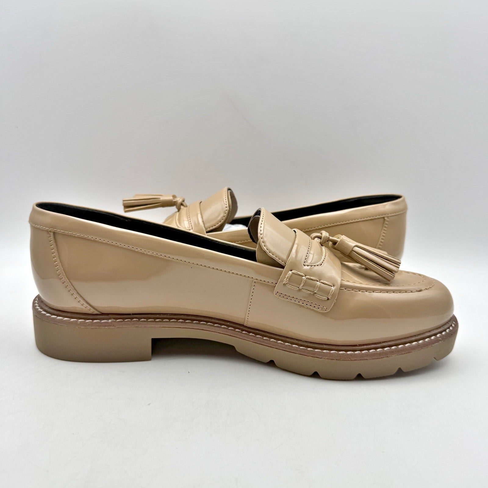Rockport Womens Kiara Loafers US 9.5 M Tan Natural Vegan Patent Leather NWOB