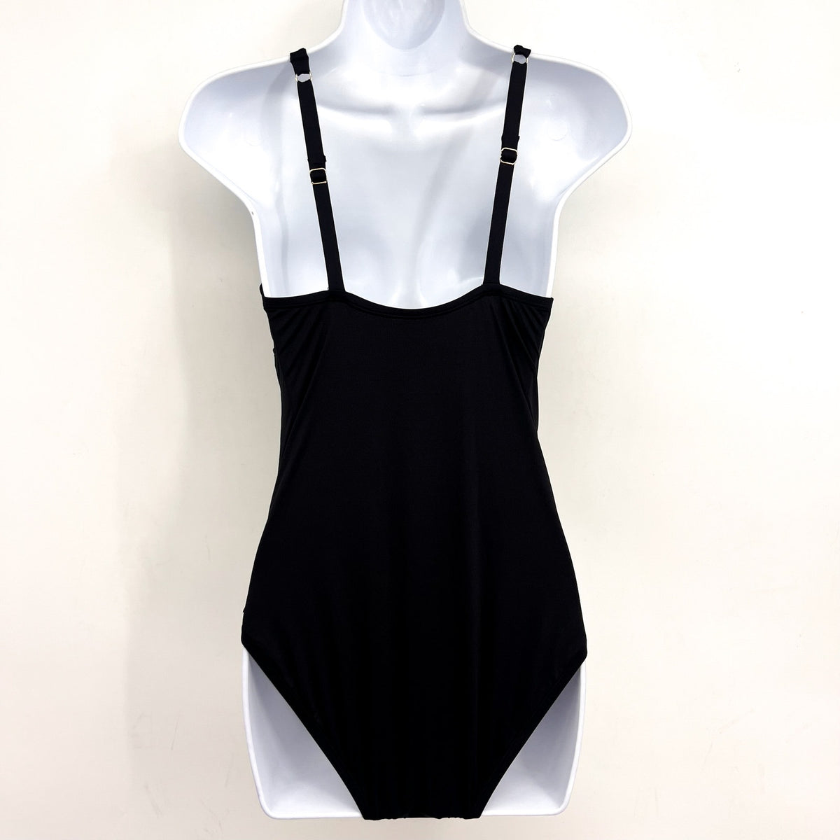 TOMMY BAHAMA Pearl V-Neck One Piece Swimsuit Size 6 Black Solid Cross Front NWT