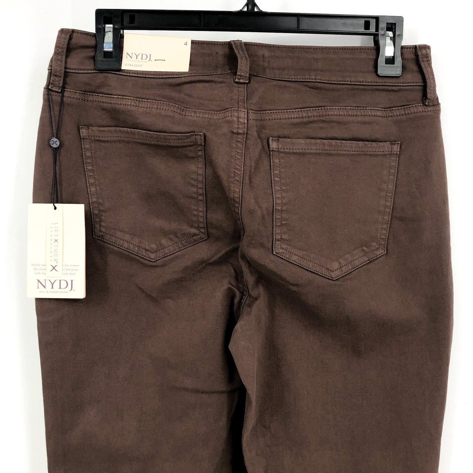 NYDJ Women's Marilyn Straight Jeans Size 4 Brown High Rise 32" Inseam NWT