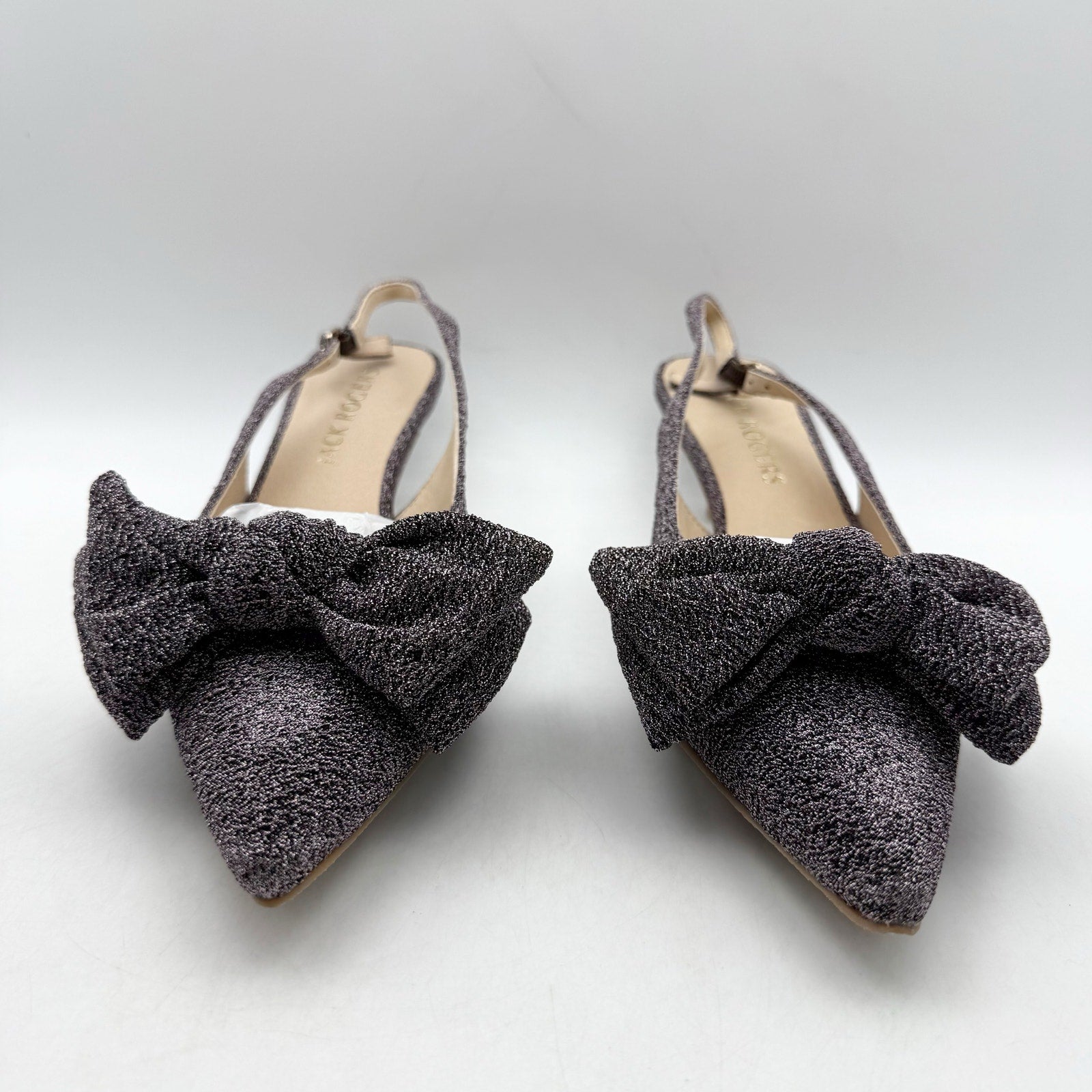 Jack Rogers Womens Debra Kitten Heels US 10 M Dark Gray Sparkle Slingback NIB