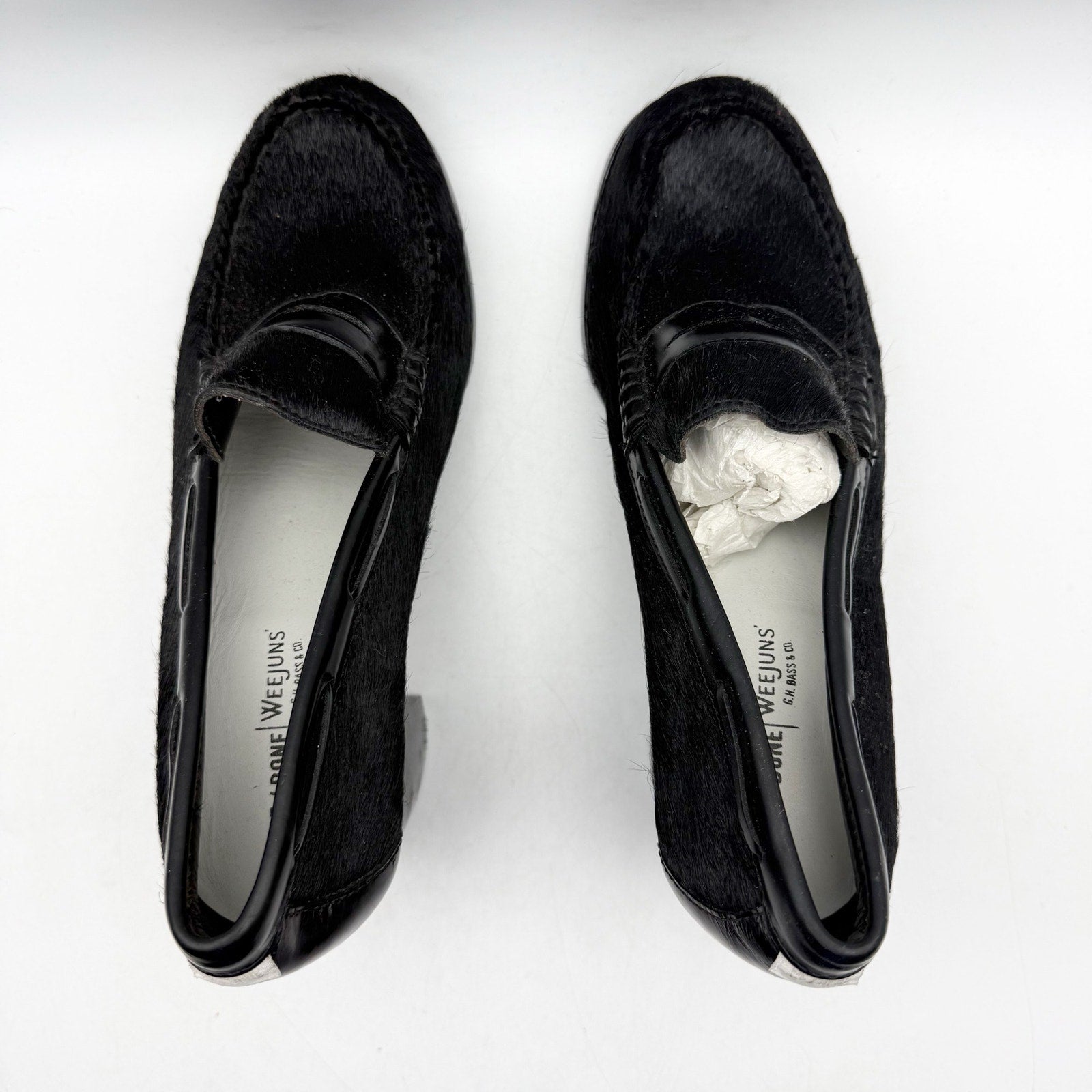 RE/DONE + Weejuns Womens Heeled Loafers US 9 M Black Calf Hair Leather NWOB
