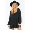 SHOW ME YOUR MUMU Women's Briar Mini Dress Small Black Ruffle Long Sleeve NWT
