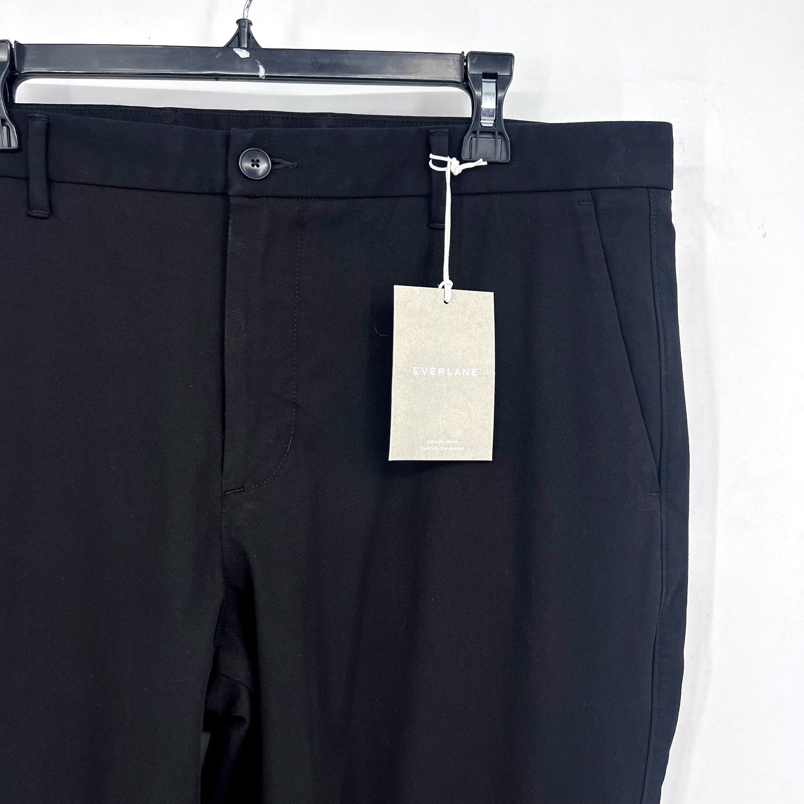 EVERLANE Uniform Mens Performance Chino Pants 36x34 Black Athletic Fit NWT