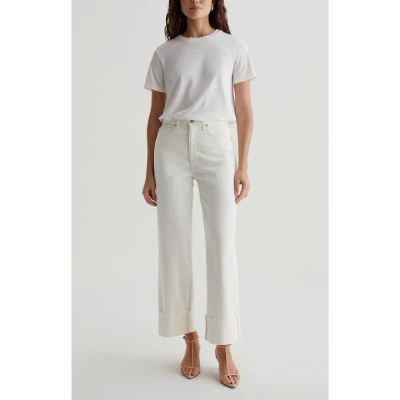 AG ADRIANO GOLDSCHMIED Kora Wide Leg Jeans Size 28 US 6 White 01 YRS Powder NWT
