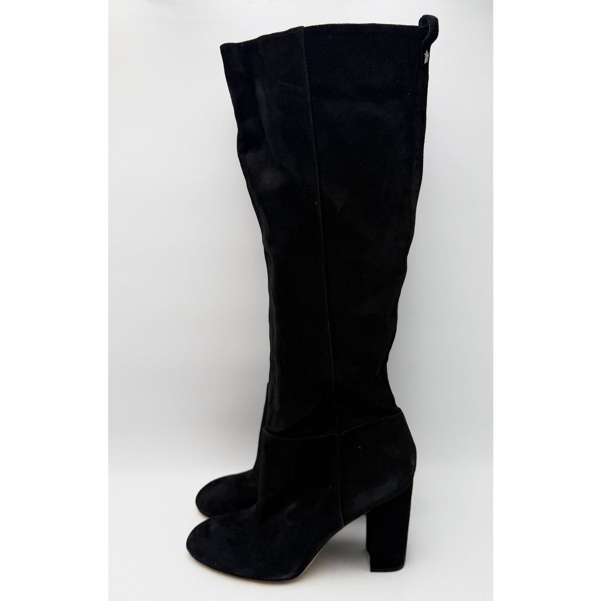 Sam Edelman Womens Caprice Heeled Knee High Boots Size 6 EU 36 Black Suede NWOB