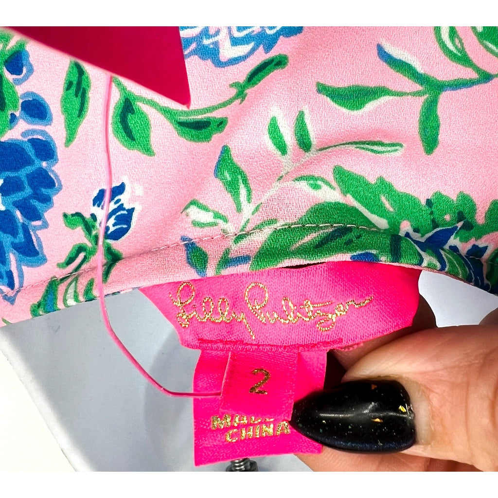 LILLY PULITZER Cristiana Fit and Flare Dress Size 2 Conch Shell Pink Blue NWT