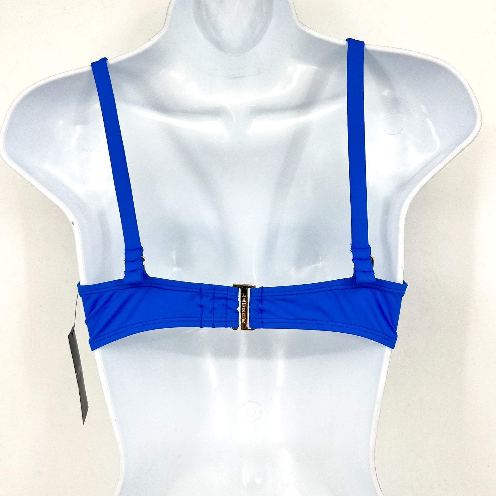 LAUREN RALPH LAUREN Women's Macrame-Ring Bikini Top Size 8 Electric Blue NWT