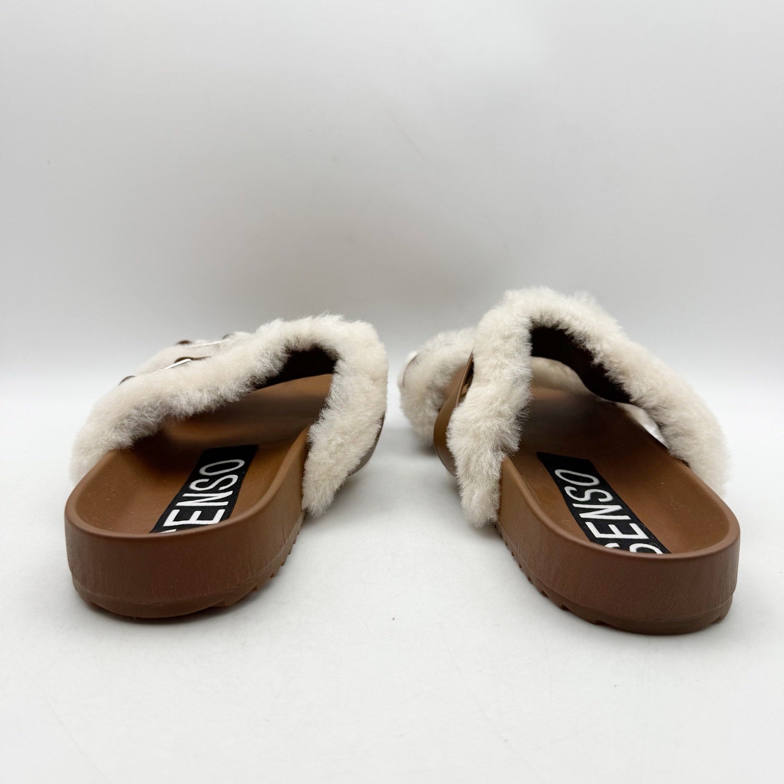 Senso Womens Dalley Slide Sandals EU 41 US 11 M Brown Leather Shearling NWOB