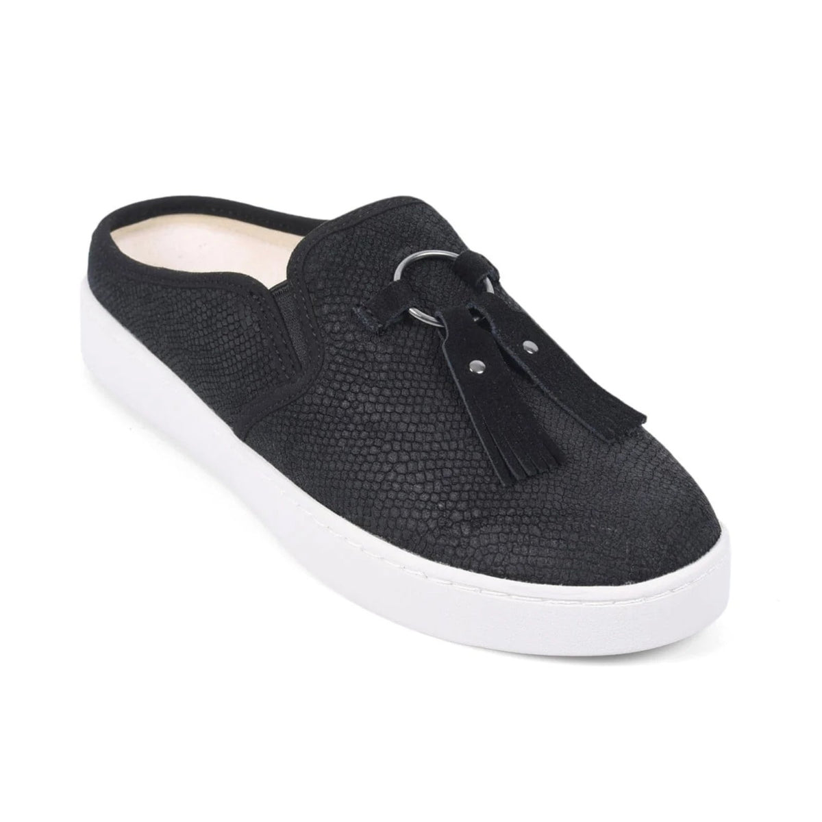 Spenco Women's Bindie Slide Slip On Shoe Size 5 B Black Embossed Suede NIB