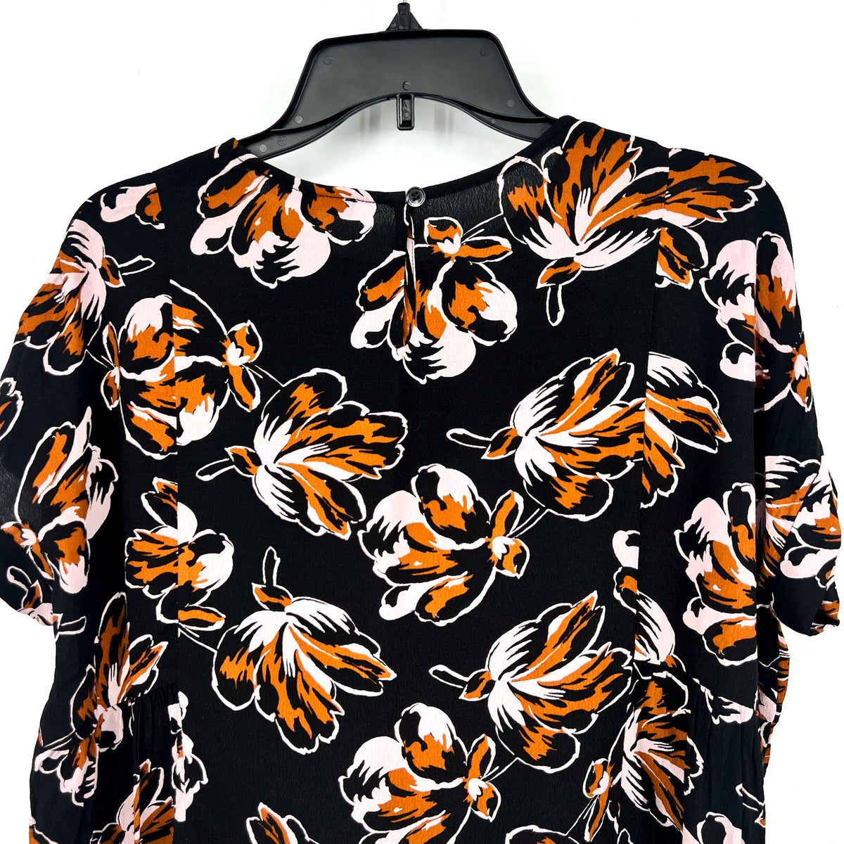 MADEWELL Womens Shirred Top Small Black Duskblossom Floral Short Sleeve NWOT