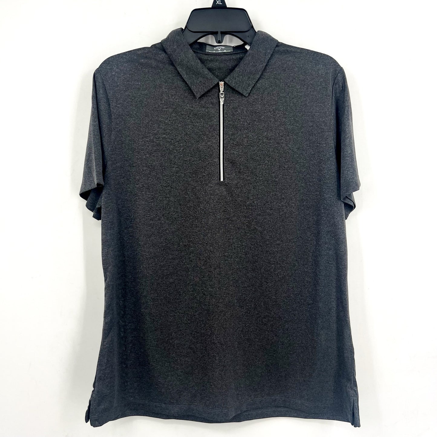 CALLAWAY Womens Quarter Zip Short Sleeve Golf Polo Shirt XL Black Heather NWT