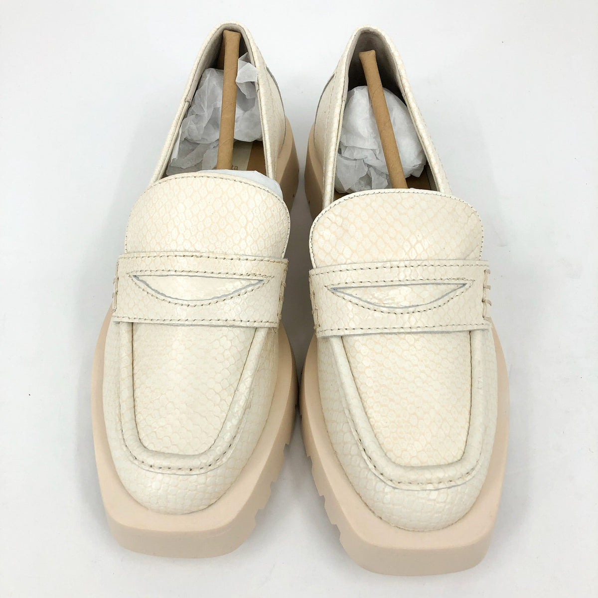 Dolce Vita Womens Elias Loafer Size 6.5 White Ivory Embossed Leather NWOB