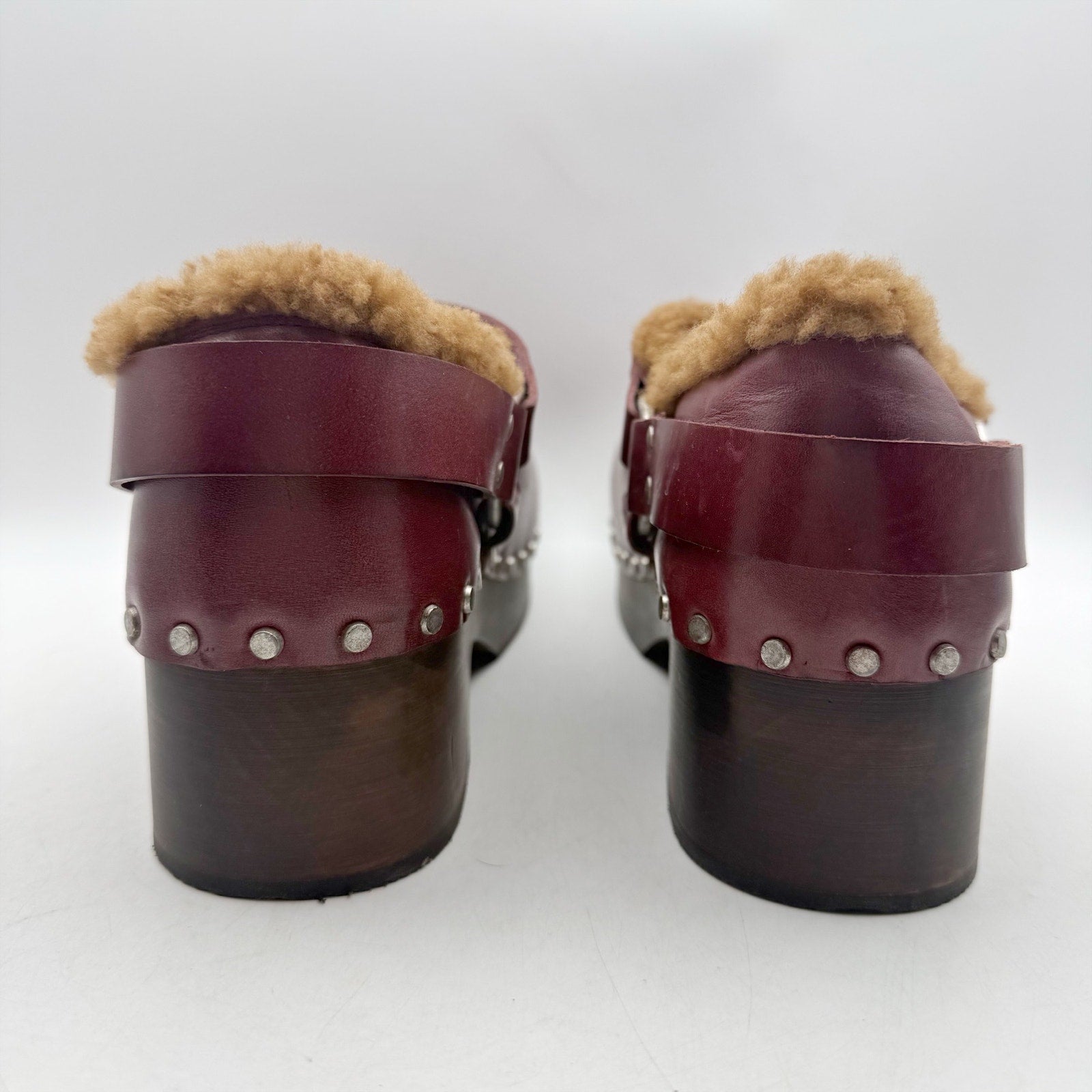 RE/DONE Womens 70s Slingback Clogs EU 40 US 10 Red Leather Studded NWOB