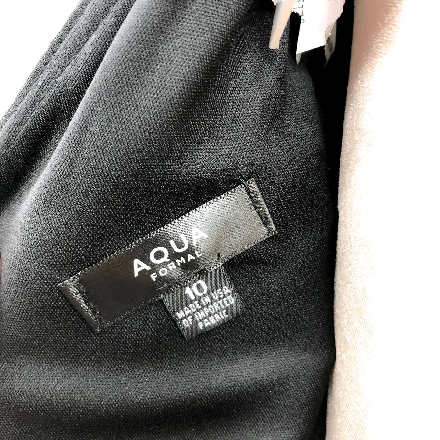 AQUA FORMAL Women's Long Scuba Crepe Dress Size 10 Black Ruffle Shoulder NWT