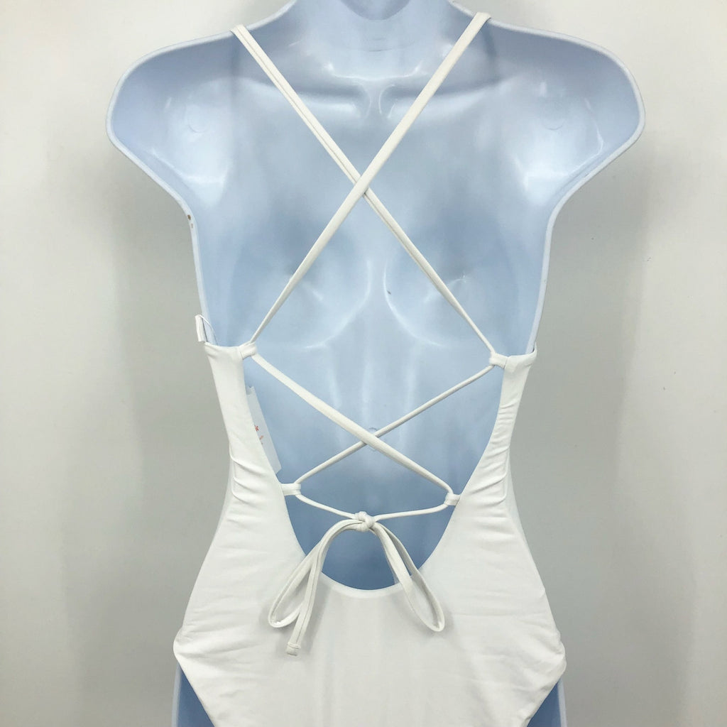 ANDIE SWIM Fiji One-Piece Swimsuit XS Tall US 0-2 White Lace-Up Back NWT