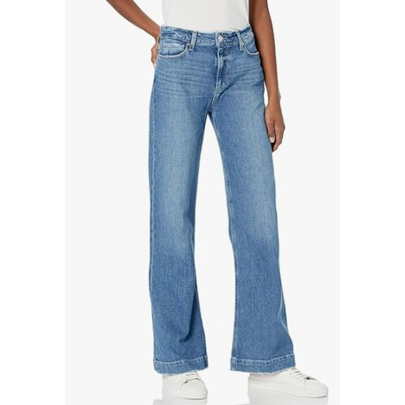PAIGE Women's Leenah Wide Leg Jeans Size 28 US 6 Blue Soulful High Rise Slim NWT