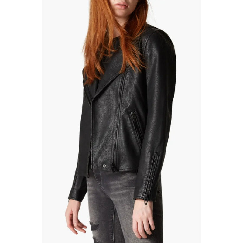 BLANKNYC Women's Moto Jacket Large Black Onyx Asymmetric Vegan Leather NWT