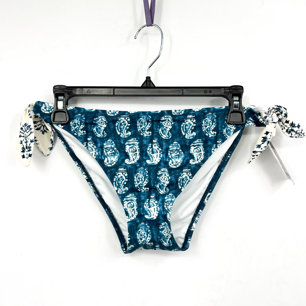 LAUREN RALPH LAUREN Hipster Bikini Bottom Size 14 Blue Print Side-Tie NWT
