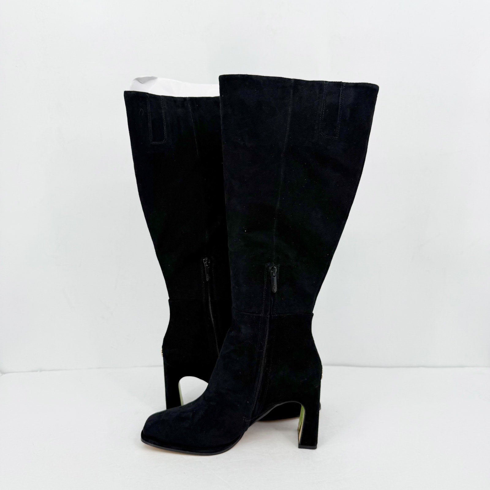 Sam Edelman Womens Issabel Heeled Knee High Boots US 8 M EU 38.5 Black Suede NIB