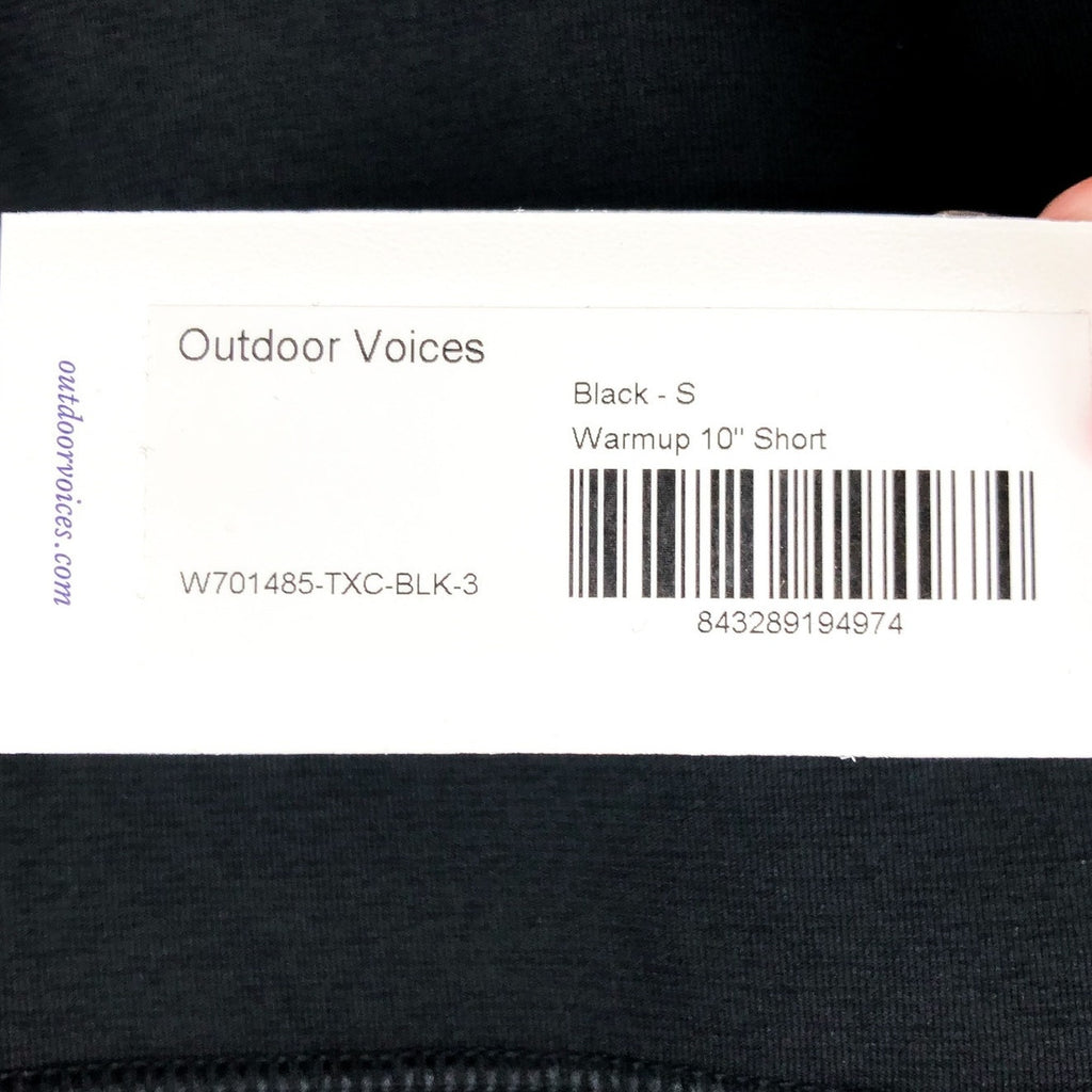 OUTDOOR VOICES Womens Warmup 10" Shorts Small Black Stretch Mid Rise Biker NWT
