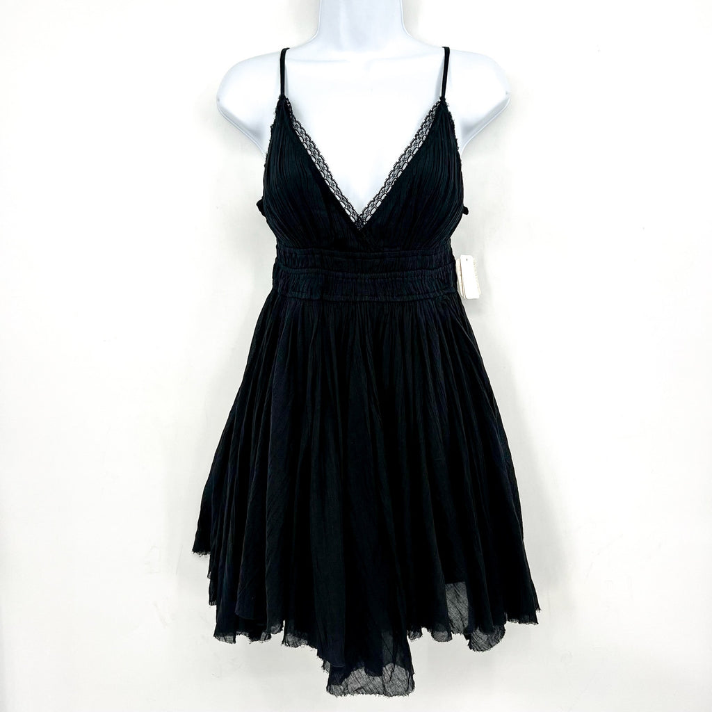 FREE PEOPLE Women's One Delia Slip Dress Medium Black Sundress Gauze NWT