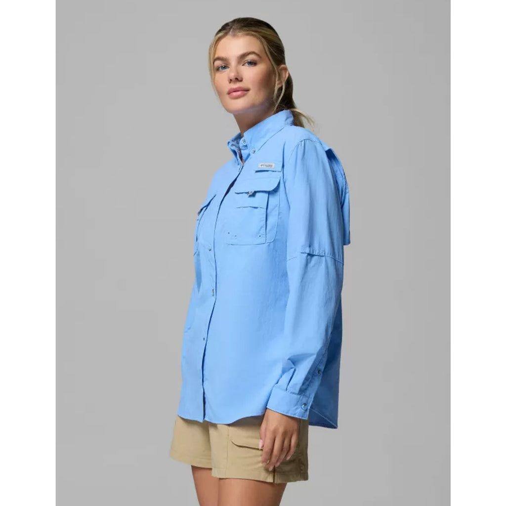 COLUMBIA Women's PFG Bahama II Shirt Large Blue Long Sleeve UPF 50 NWT