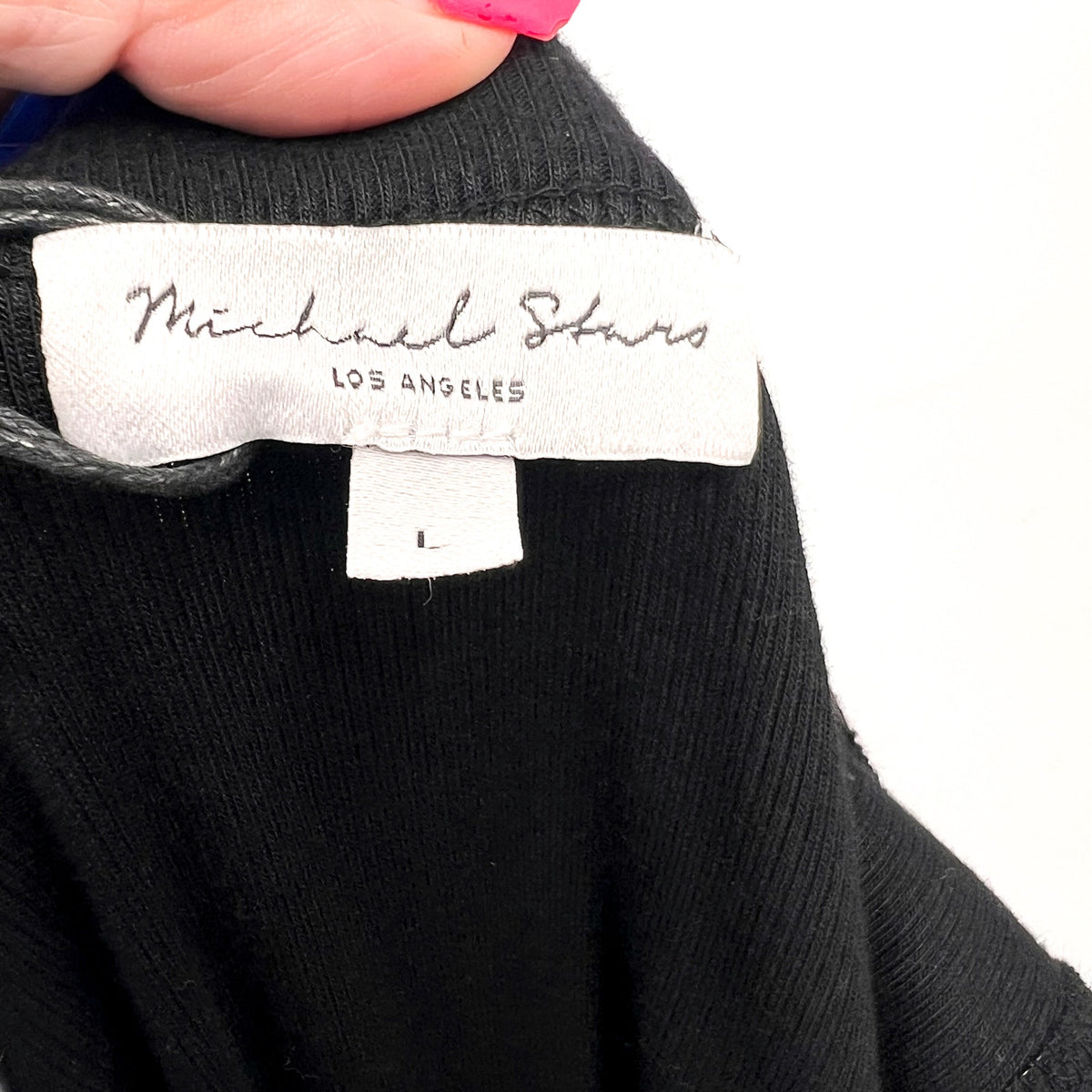 MICHAEL STARS Women's Wren Ribbed Midi Dress Large Black Stretch Sleeveless NWT