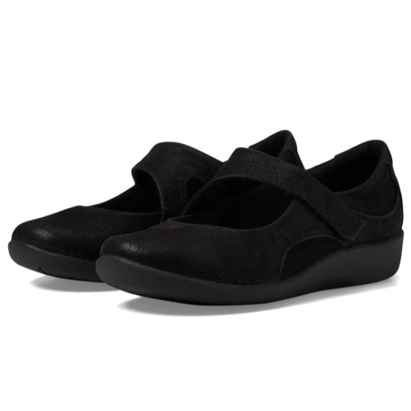 Clarks Womens Sillian Bella Mary Jane Shoes Size 7 M Black Vegan Nubuck NIB